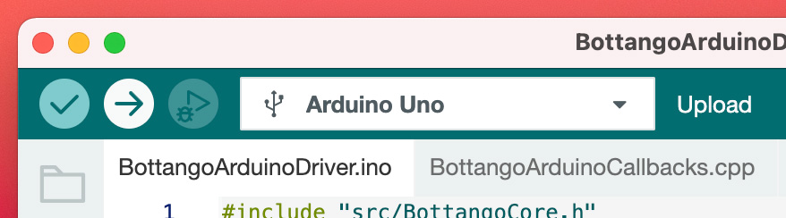 Screenshot: Uploading and Updating the Bottango Driver