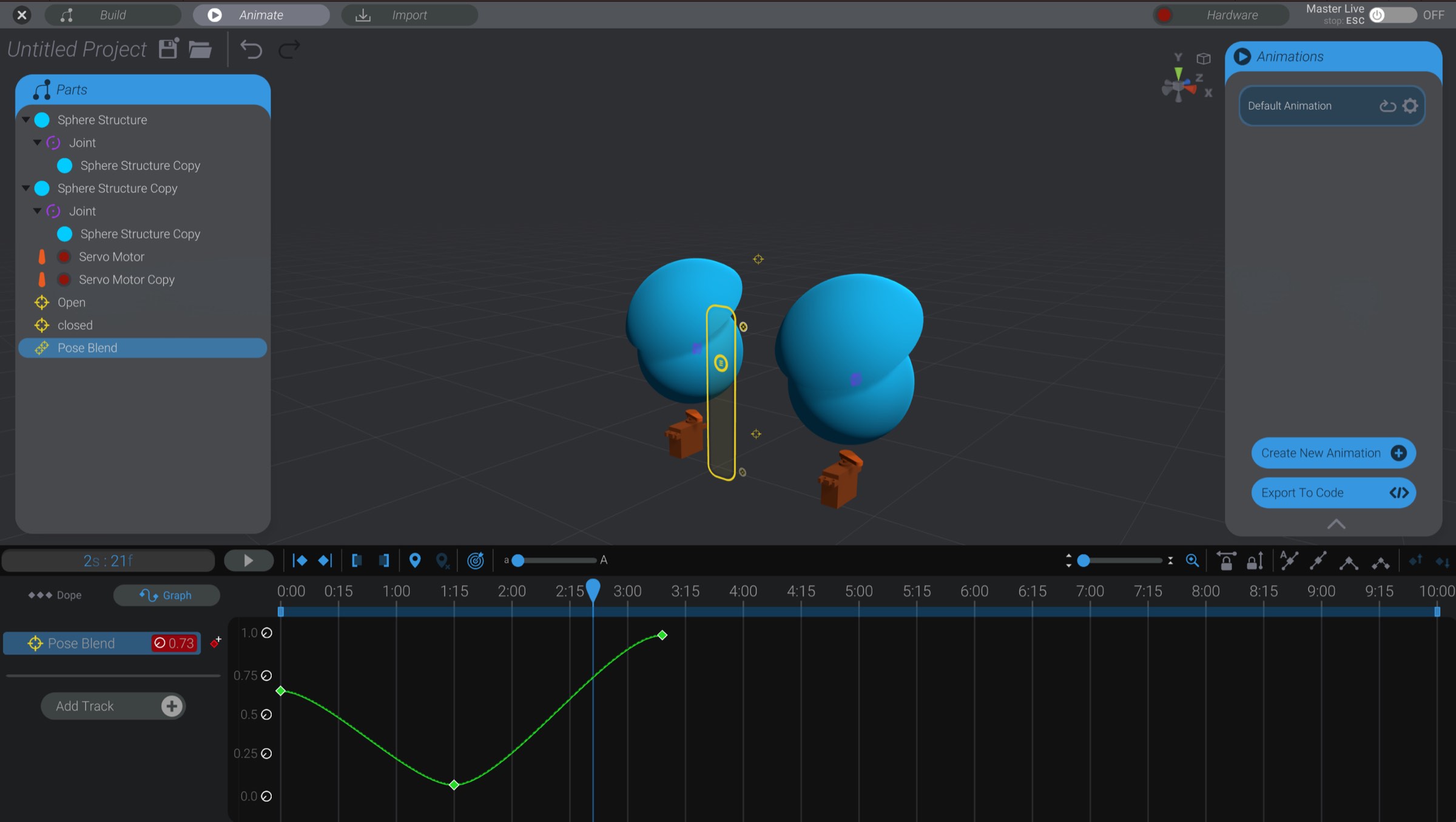 Screenshot: Animating Target Poses