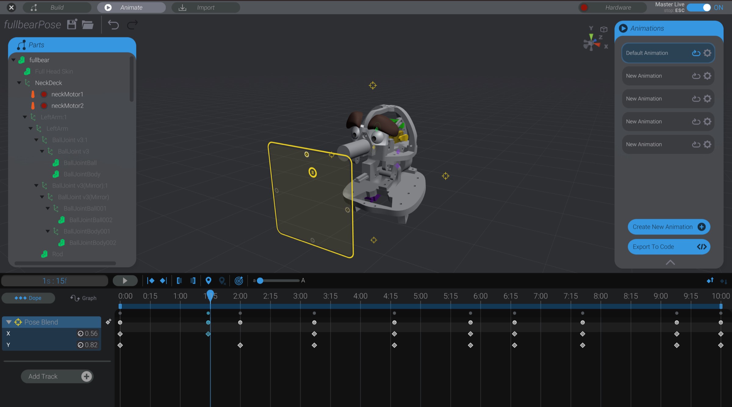 Screenshot: Animating Target Poses