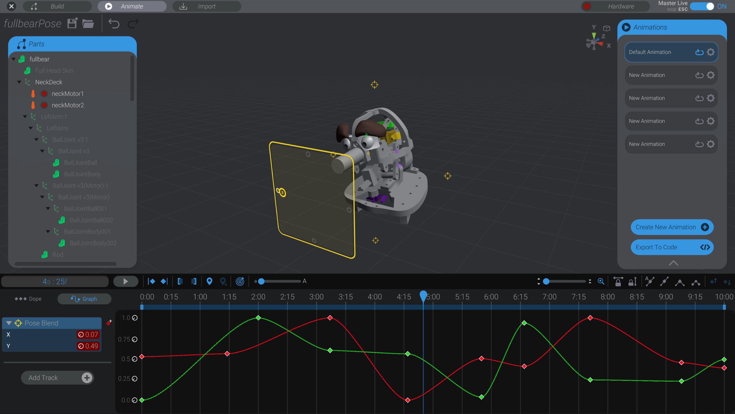 Screenshot: Animating Target Poses