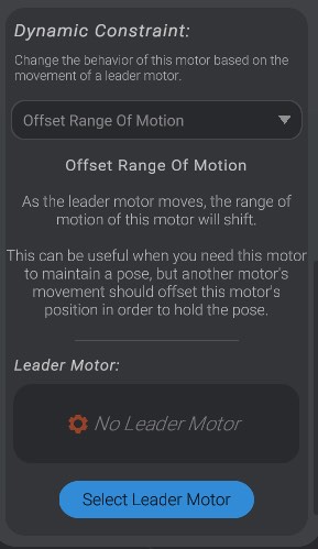 Screenshot: Enabling Dynamic Constraints - Offset Range of Motion