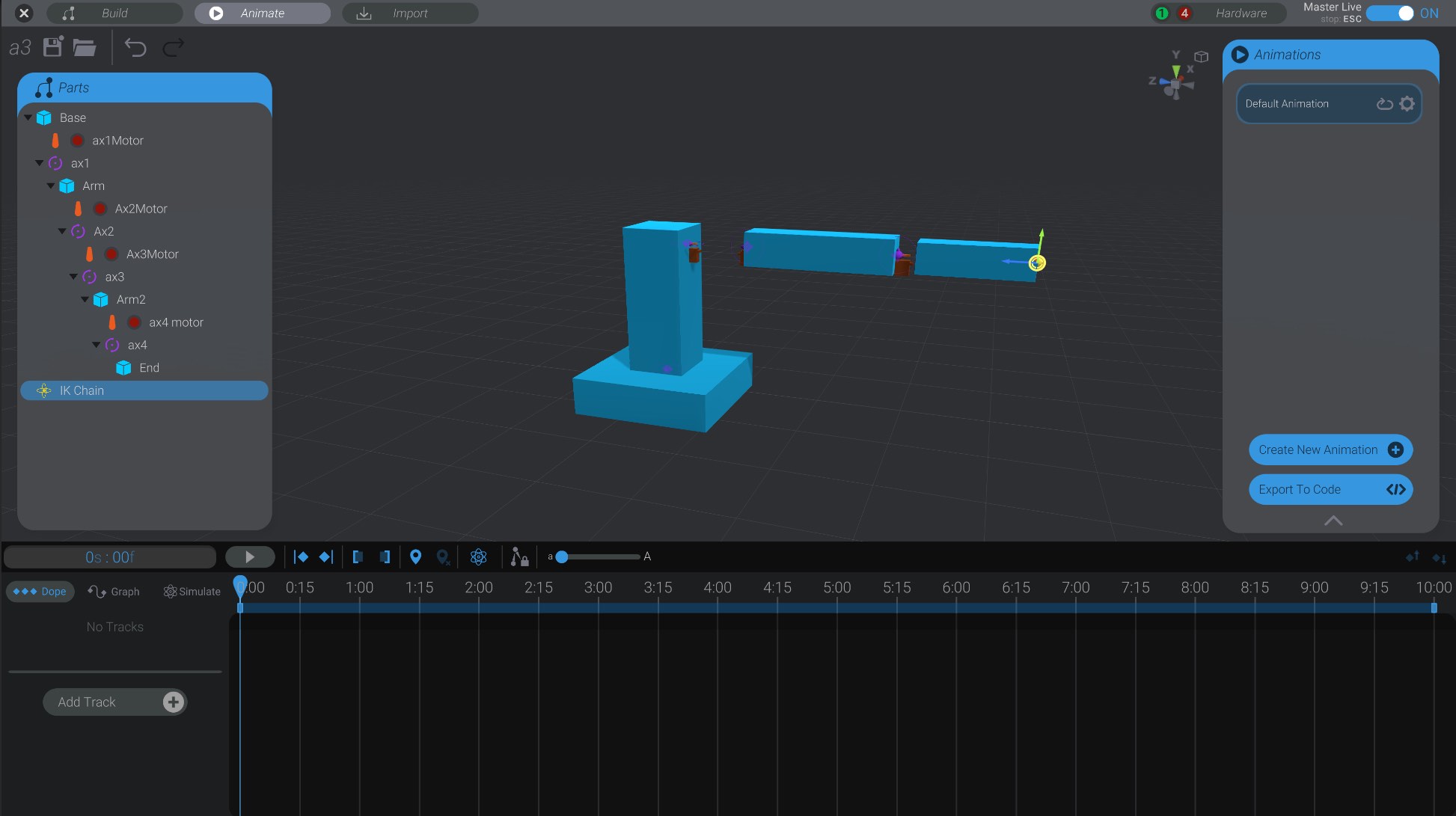 Screenshot: Animating with IK