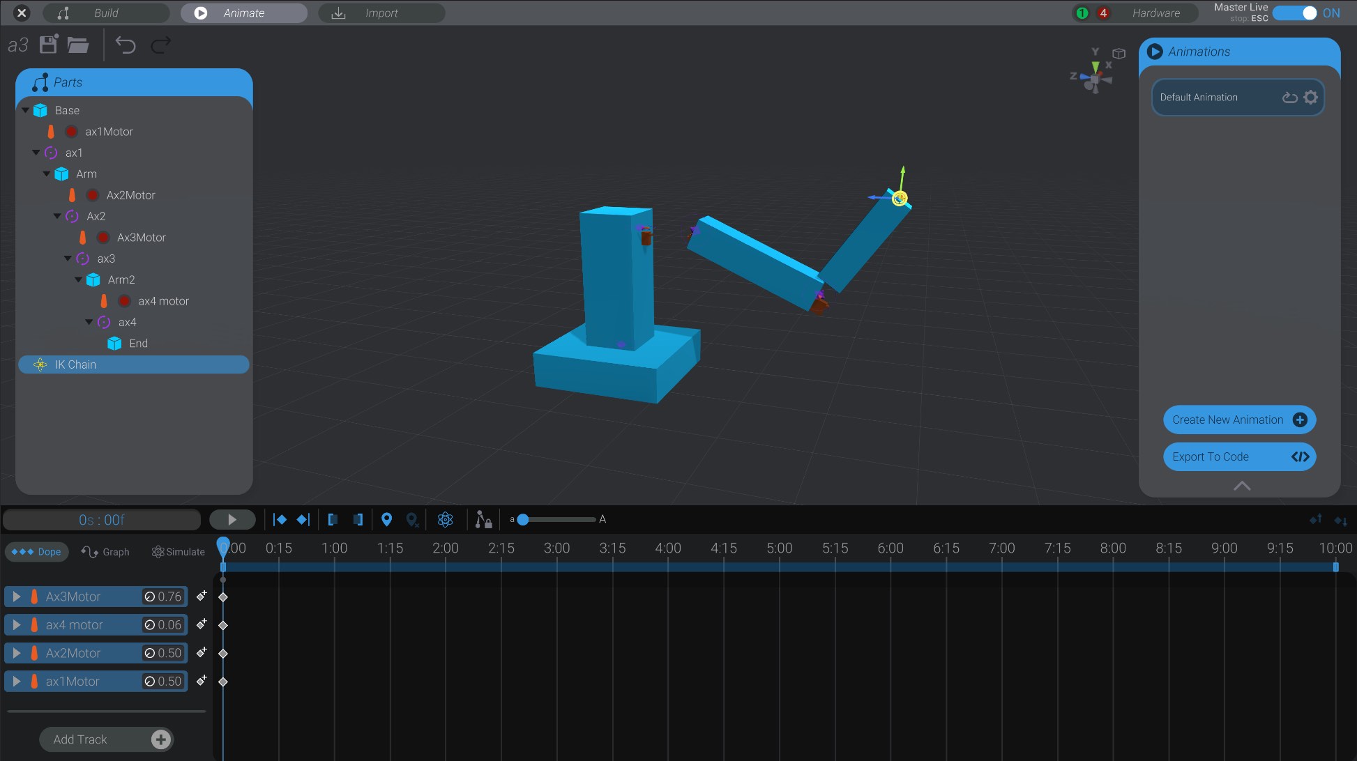 Screenshot: Animating with IK
