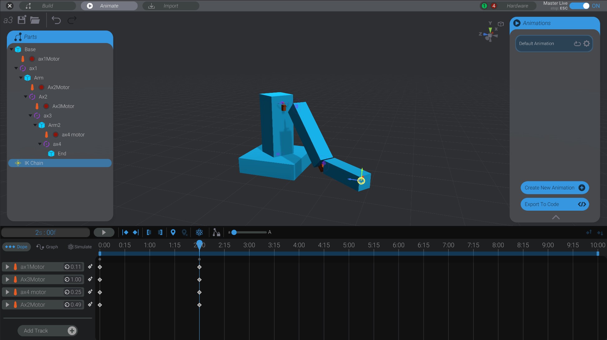Screenshot: Animating with IK