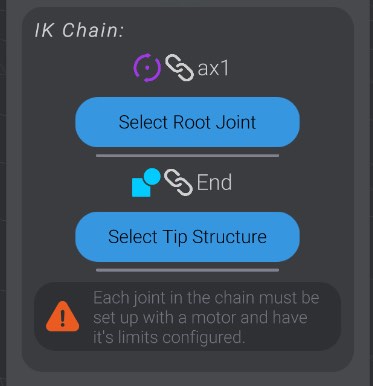 Screenshot: Fixing IK configuration errors