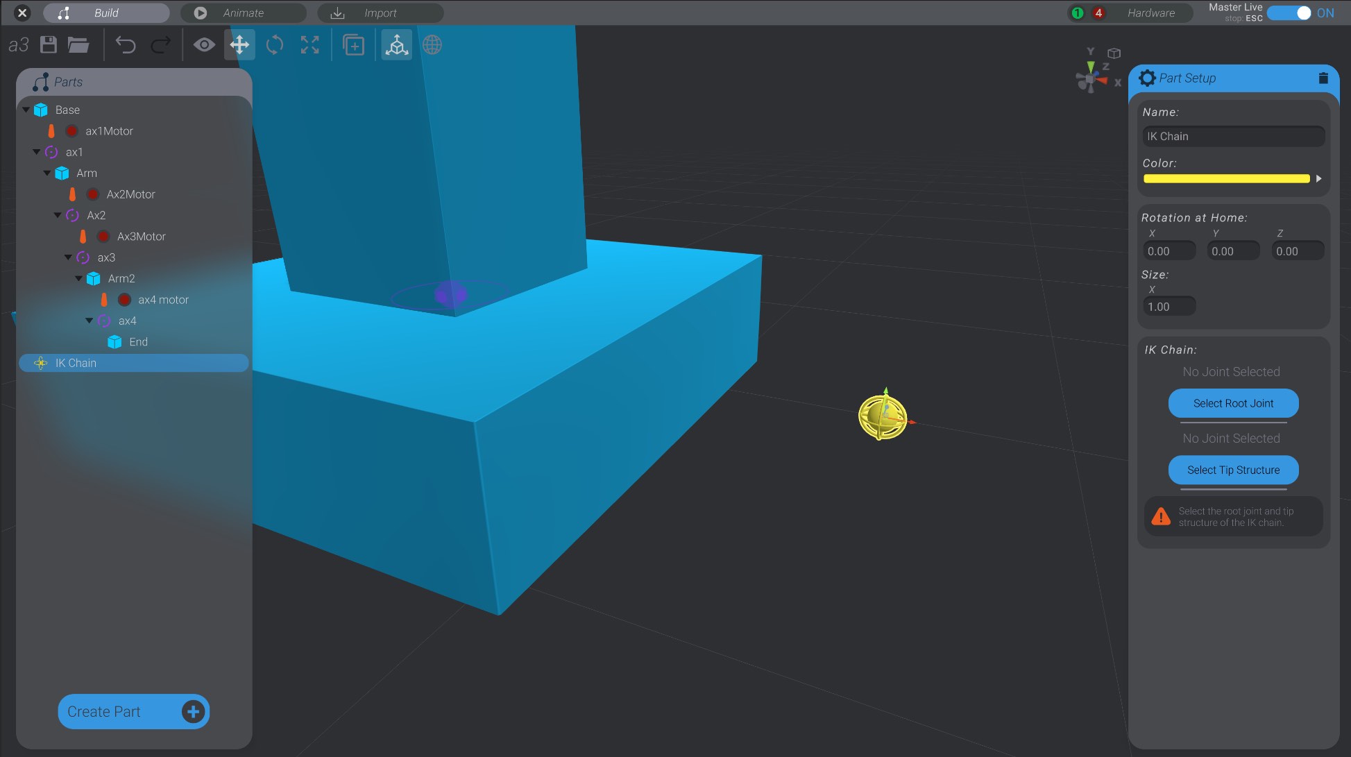 Screenshot: Setting up inverse kinematics