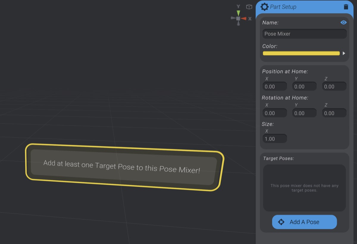 Screenshot: Creating and Setting up a Pose Mixer