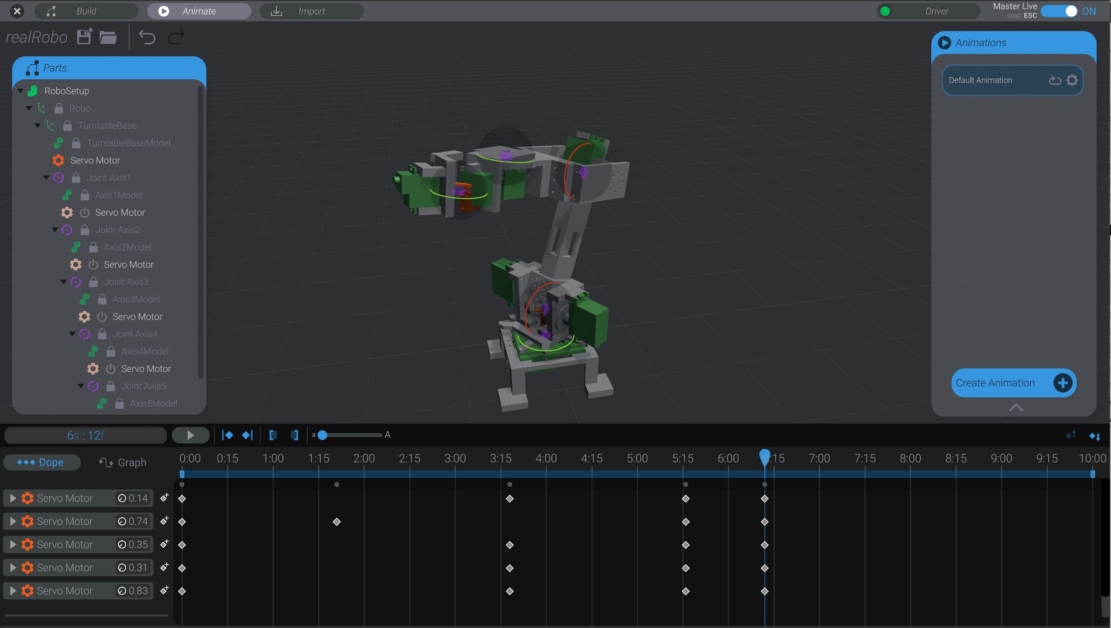 Screenshot: Animate view