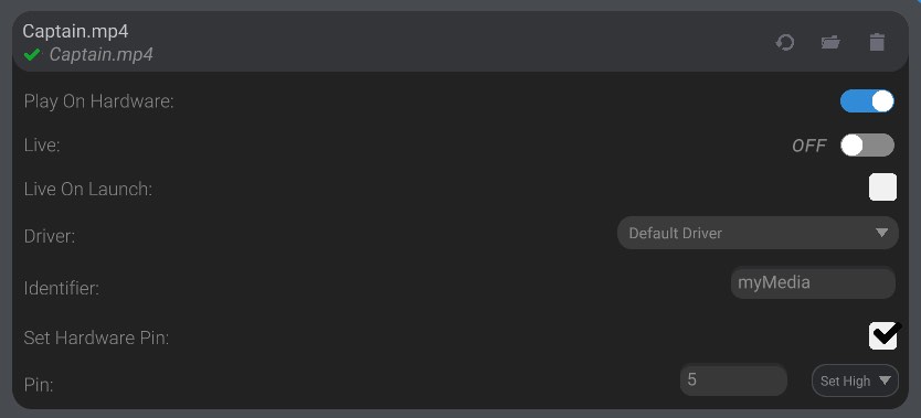Screenshot: Triggering audio playback on hardware