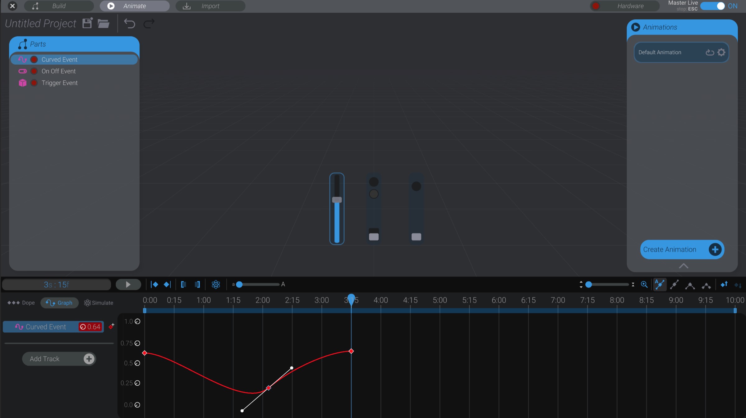 Screenshot: Animating custom events