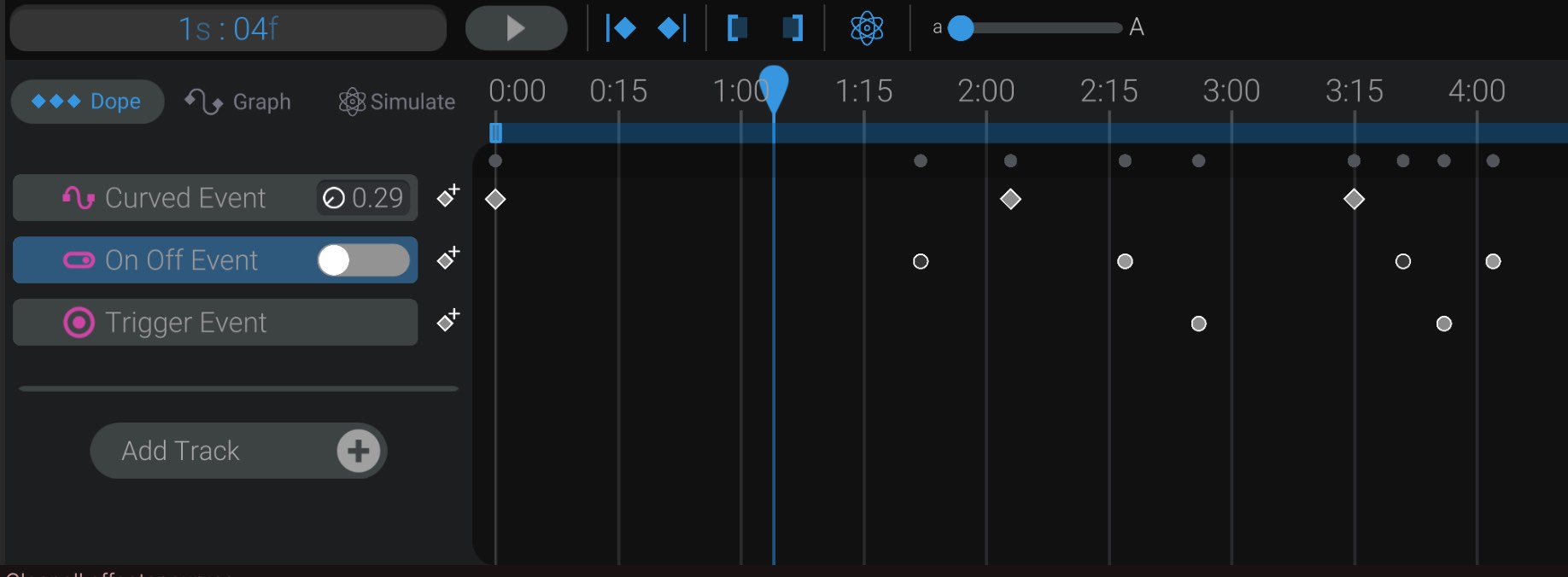 Screenshot: Animating custom events