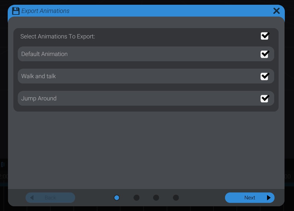 Screenshot: Included Animations