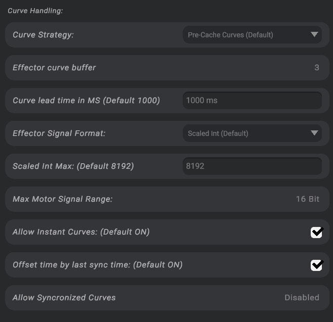 Screenshot: Advanced Driver Settings - Curve Handling