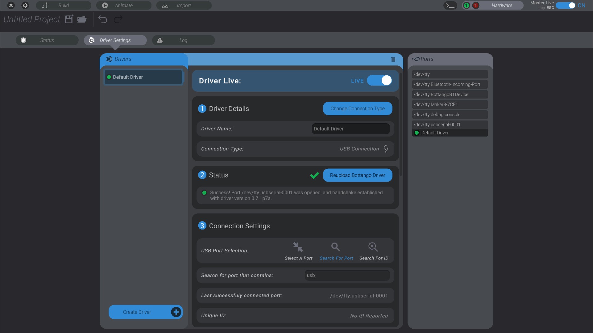Screenshot: Hardware view - Drivers