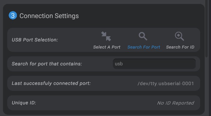 Screenshot: Opening a connection to a hardware driver
