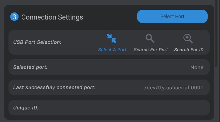 Screenshot: Opening a connection to a hardware driver