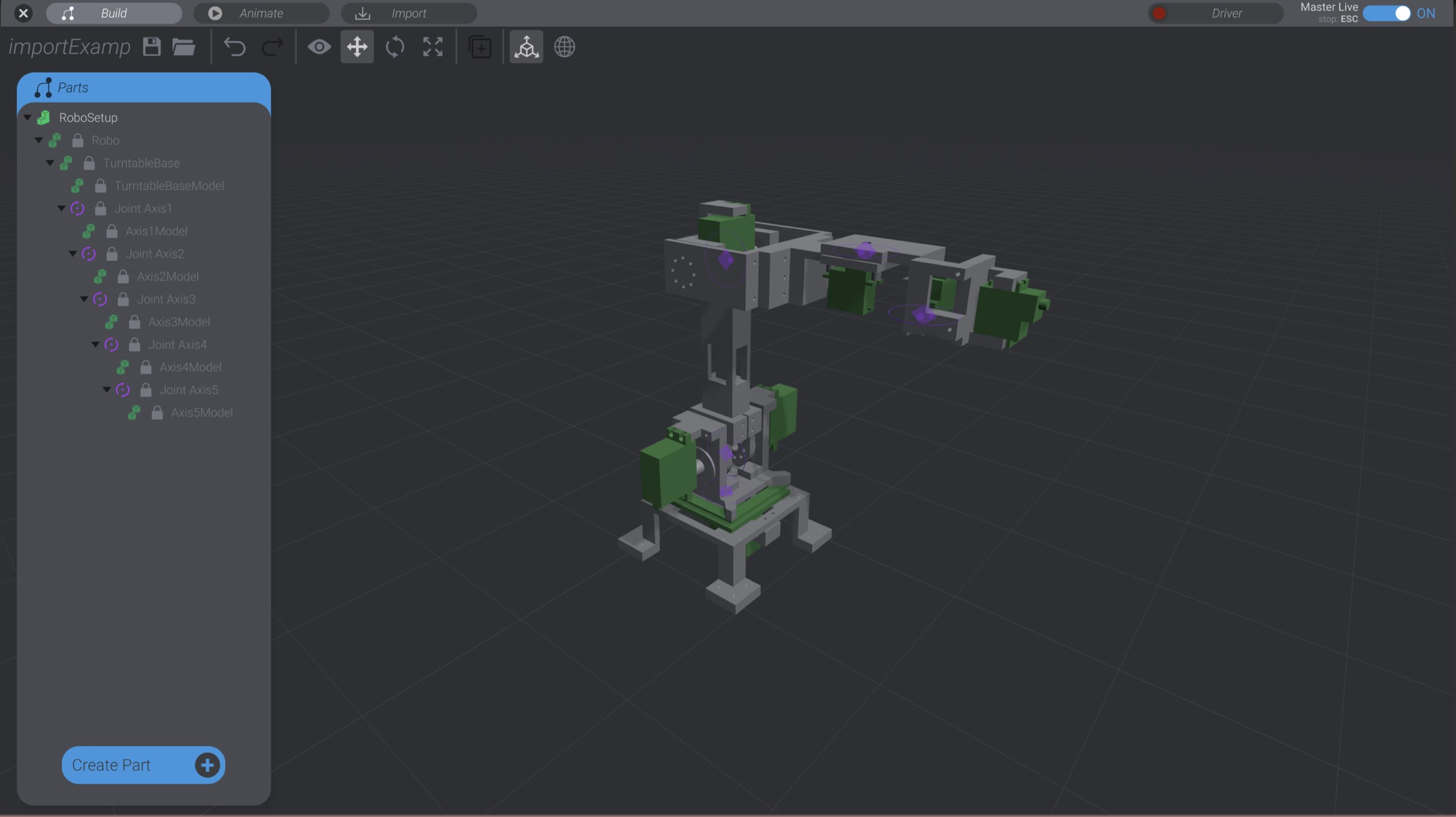 Screenshot: Importing an assembly of multiple parts