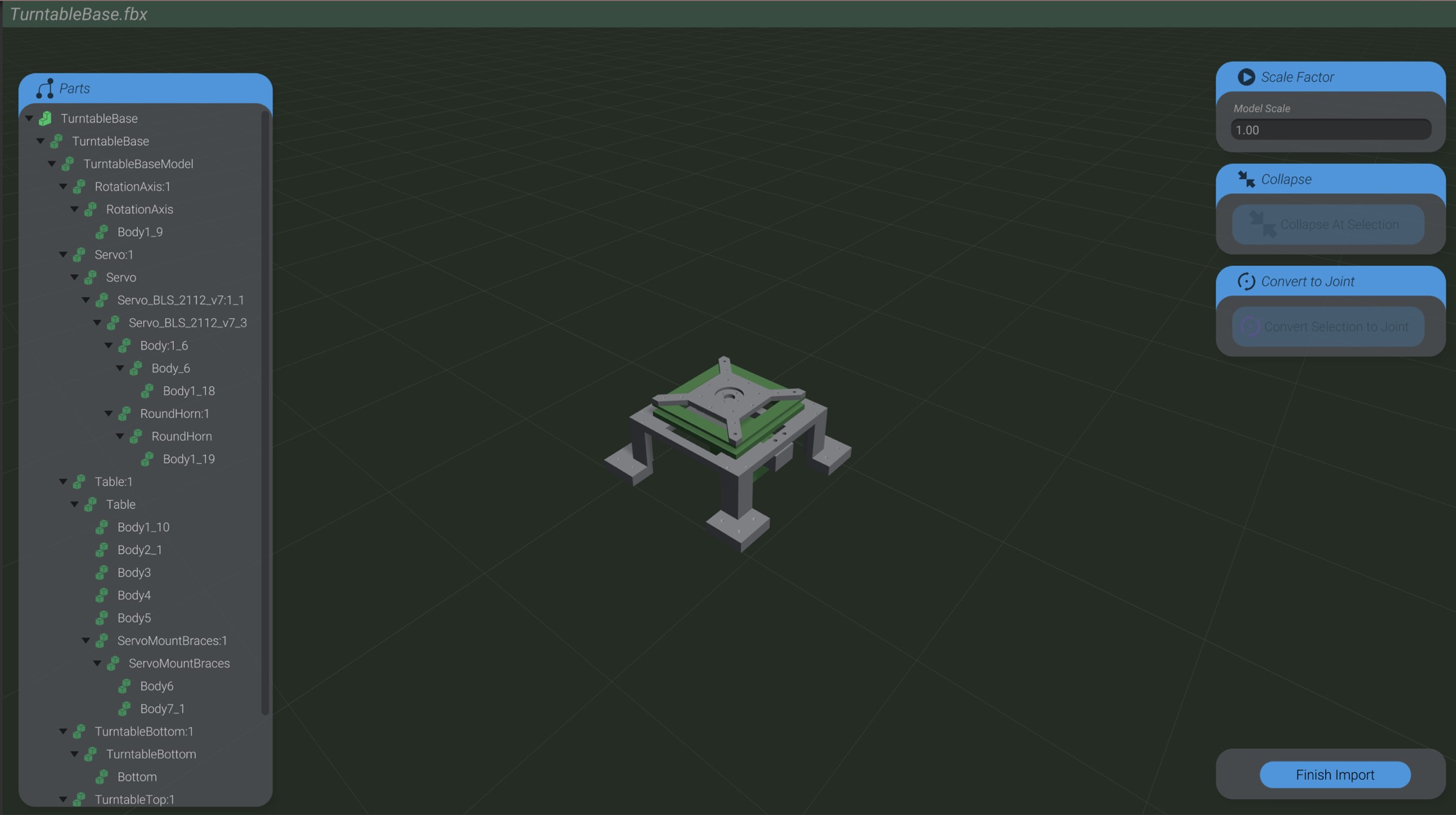Screenshot: Import a model