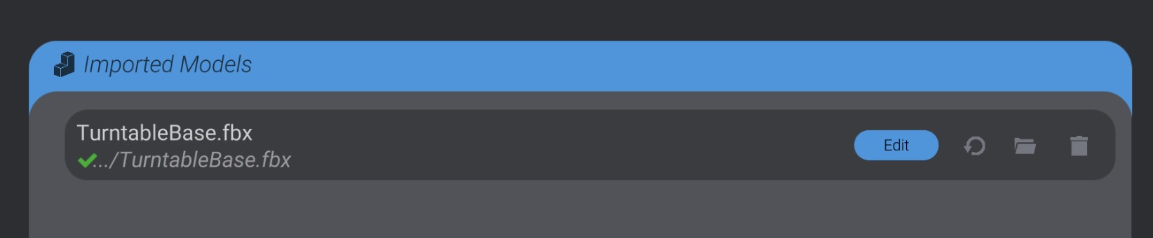 Screenshot: Changing model import settings