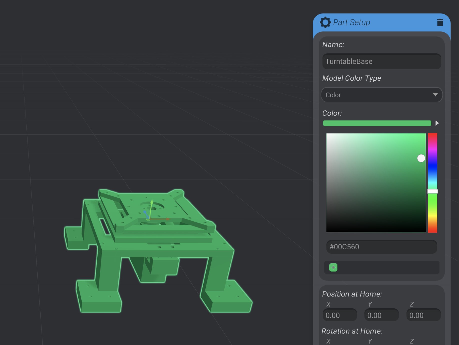 Screenshot: Model texture and color