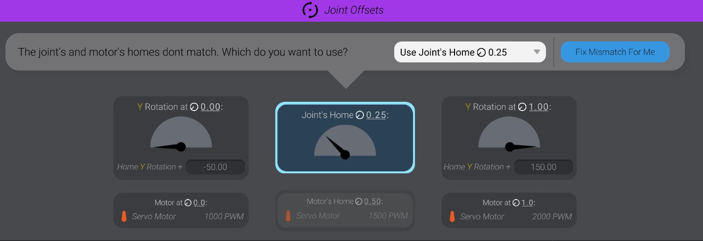 Screenshot: Resolving a Joint and Motor Home Conflict