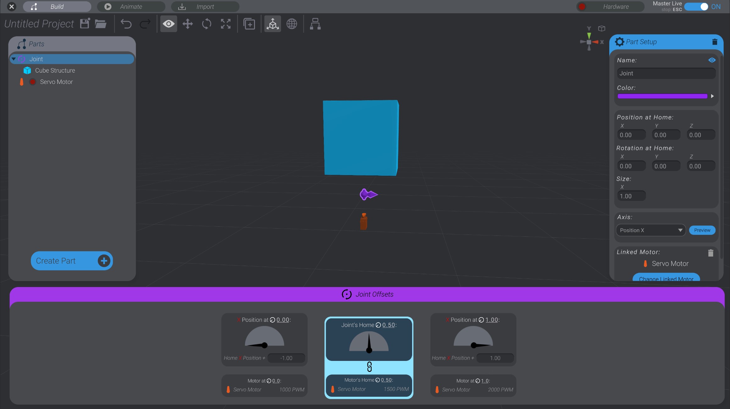 Screenshot: Configuring a joint’s offsets