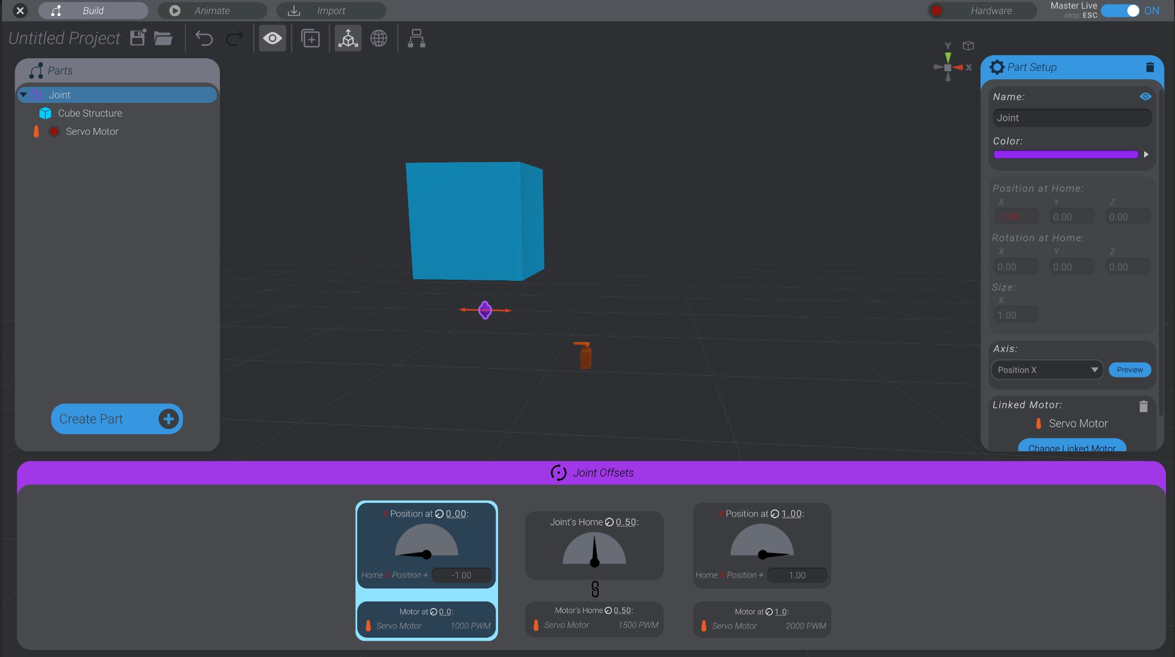Screenshot: Configuring a joint’s offsets