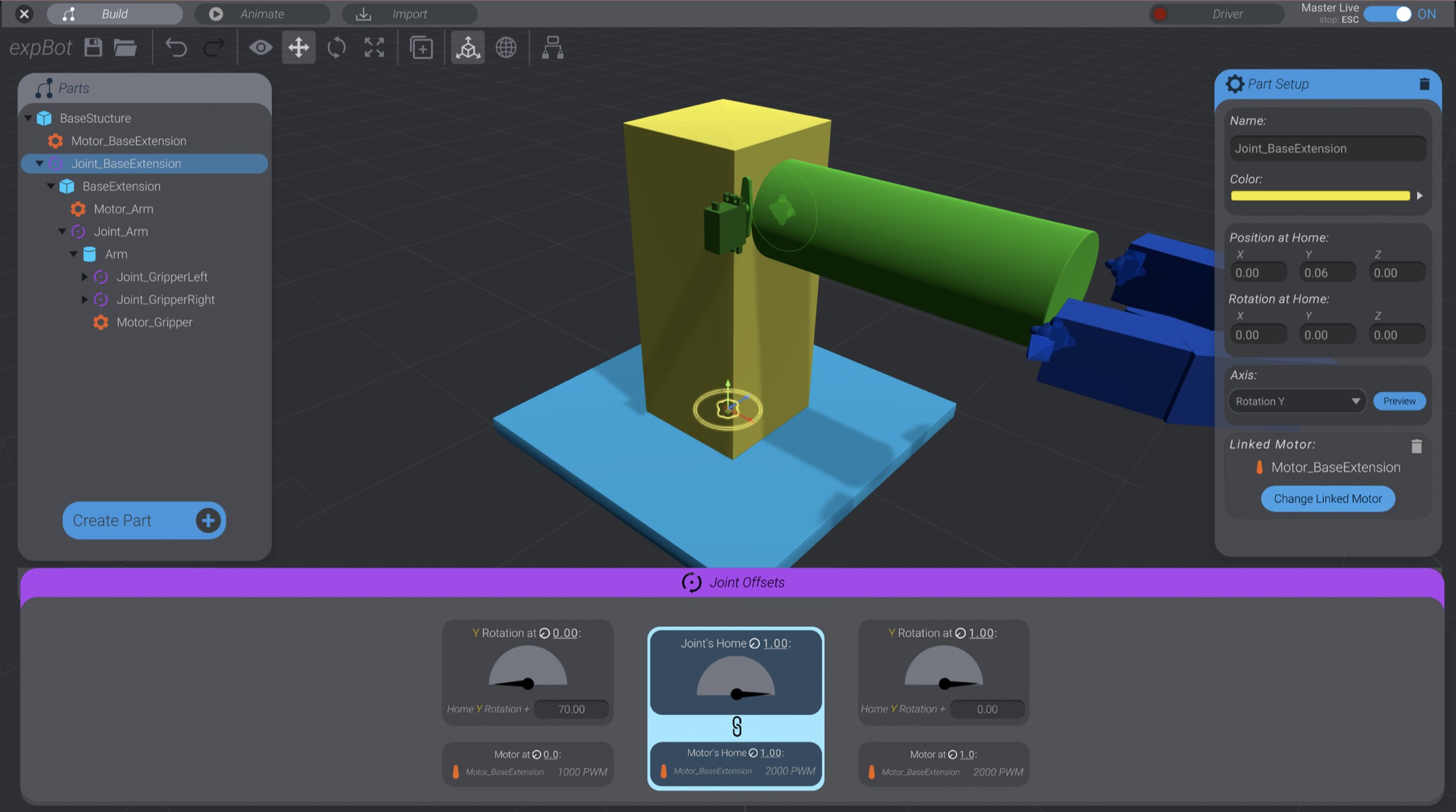 Screenshot: Link a joint with a motor