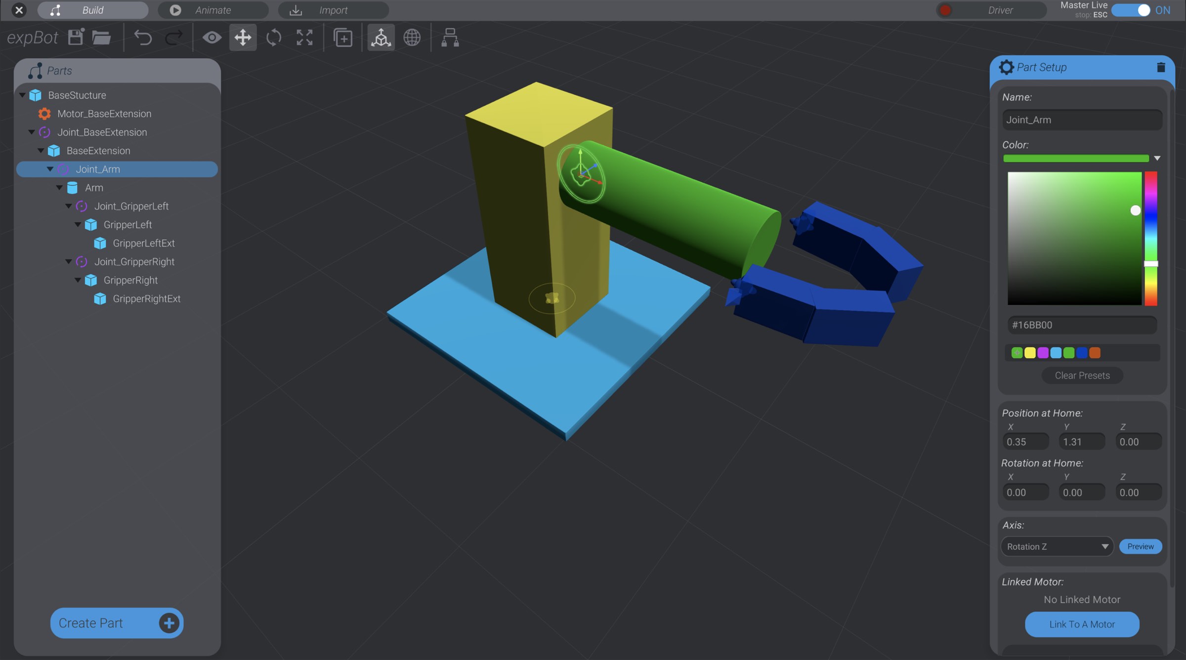 Screenshot: Part color