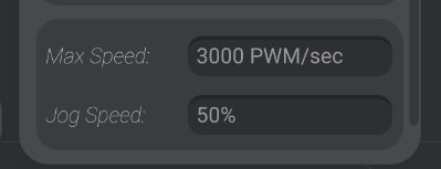 Screenshot: Max speed and Jog Speed