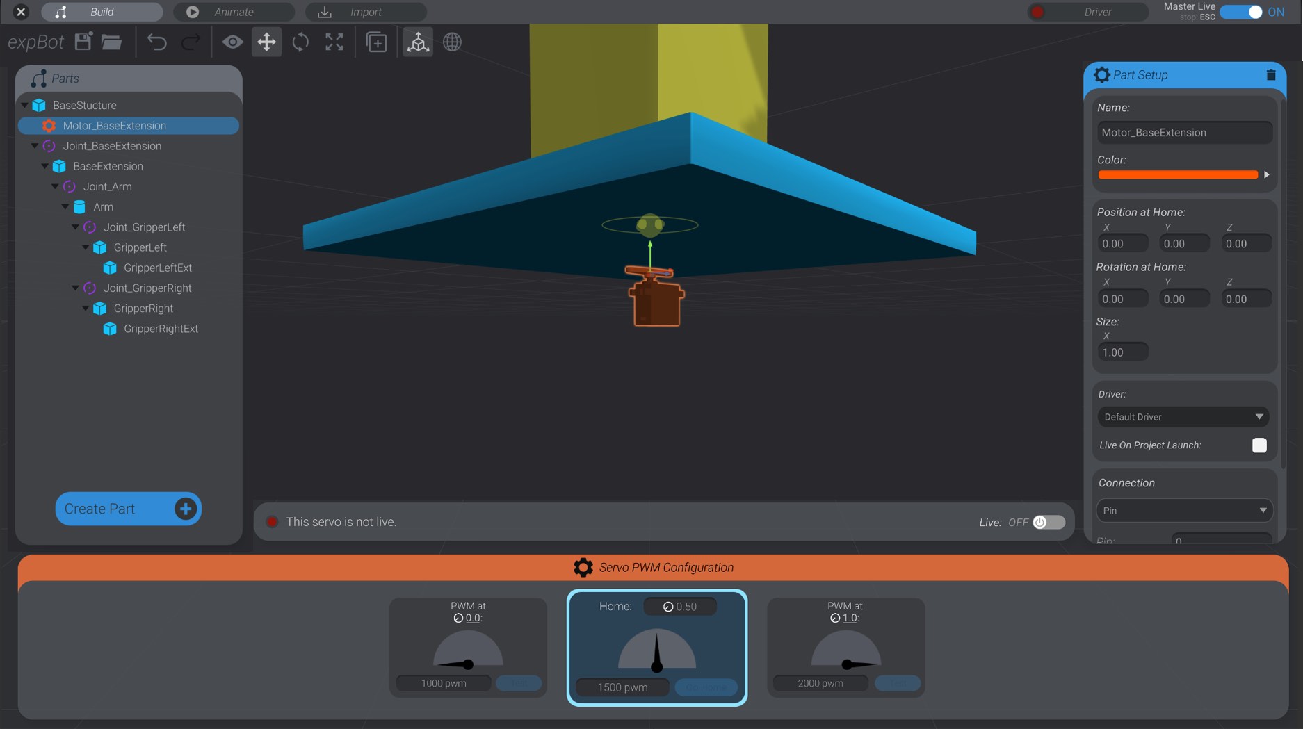 Screenshot: Motor setup