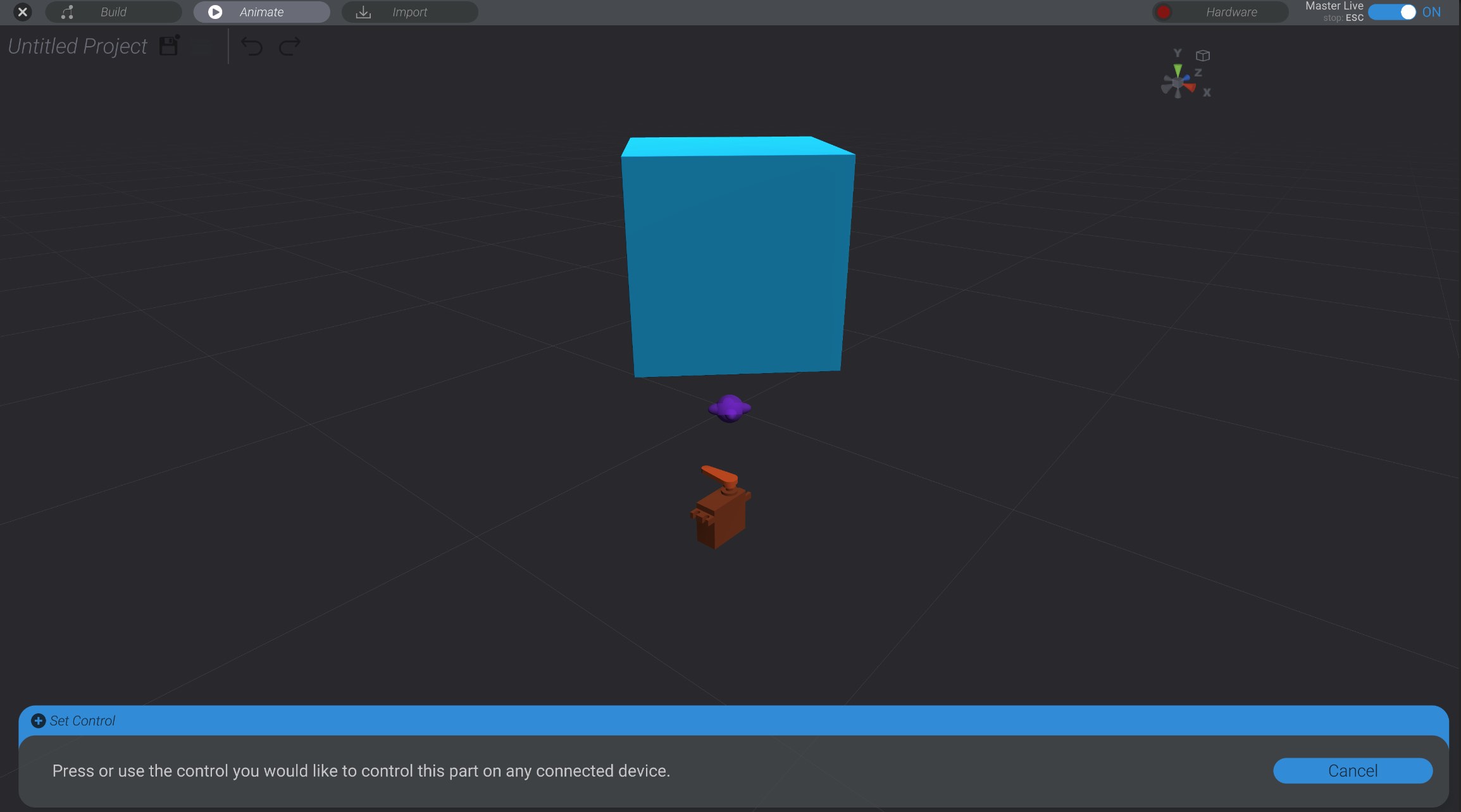 Screenshot: Adding a control to a control scheme