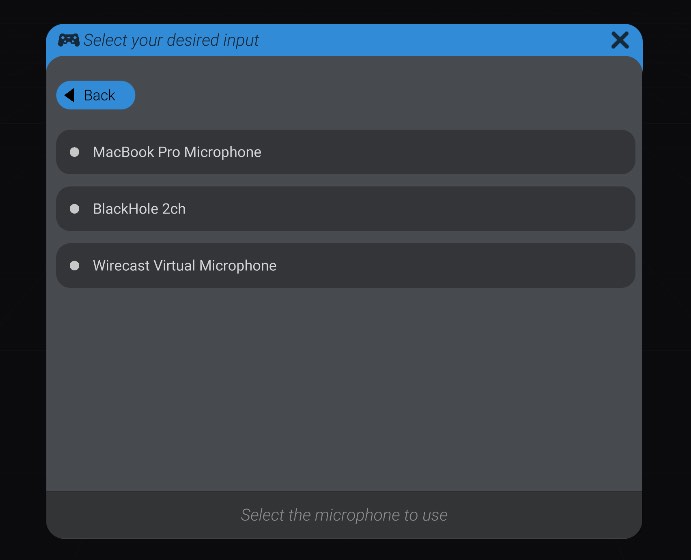 Screenshot: Using a Microphone for live Input Recording