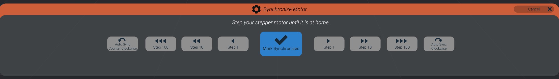 Screenshot: Manual Synchronizing a Stepper Motor