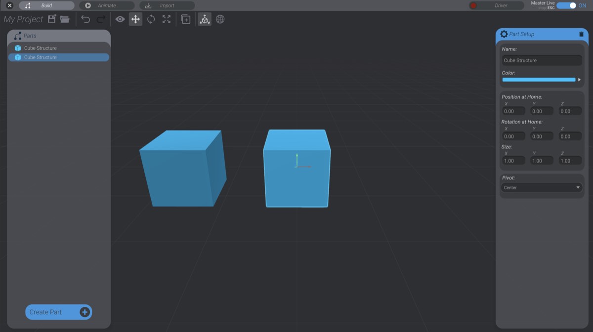 Screenshot: Selecting and Deselecting Parts